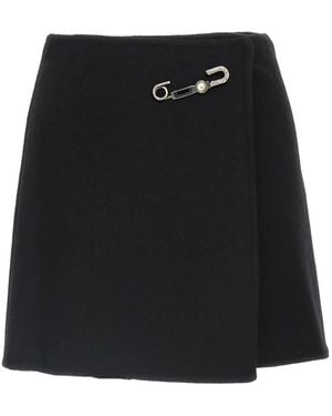 Ermanno Scervino Jewel-Embellished Virgin-Wool Skirt - Black