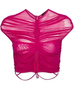 Mugler Mesh Crop Top - Pink