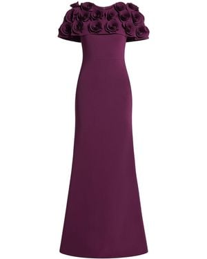 Greta Constantine Rose-Appliqué Gown - Purple