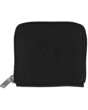 Y-3 Logo-Debossed Crinkled Leather Wallet - Black