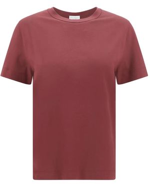 Brunello Cucinelli Jewel-Embellished Ribbed T-Shirt - Red