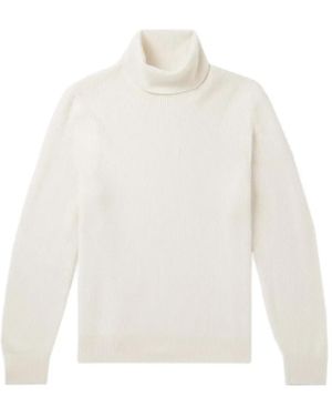 Brunello Cucinelli Roll-Neck Ribbed Jumper - White