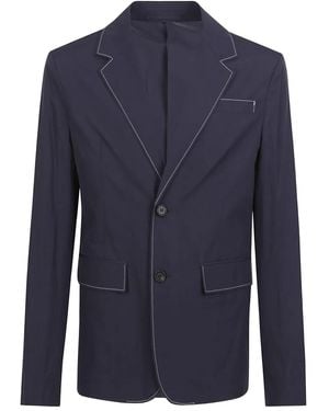 Prada Jacke Mit Aufgestickten Taschen - Blau