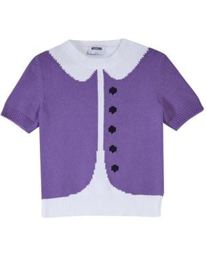 Moschino Trompe L'Oeil Intarsia-Knit Jumper - Purple