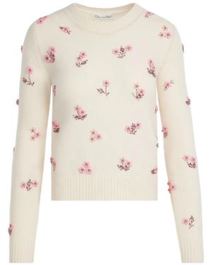 Oscar de la Renta Flower-Detail Jumper - White