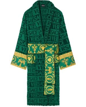 Versace Logo Baroque Bathrobe - Green