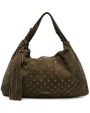 La Carrie Perforated Stud-Embellished Tote Bag - Metallic