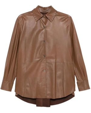 Manzoni 24 Studded Leather Jacket - Brown