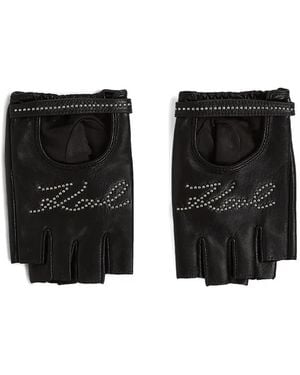 Karl Lagerfeld スタッズ フィンガーレス グローブ - ブラック