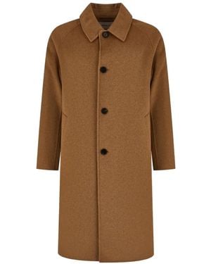 Amaranto Raglan-Sleeve Single-Breasted Coat - Brown