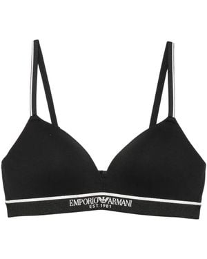 Emporio Armani Logo-Tape Triangle Bra - Black