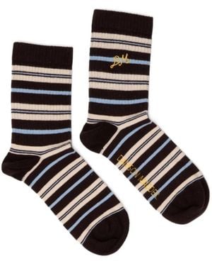 Damson Madder Gestreifte Socken - Schwarz