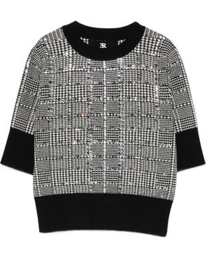 Ermanno Scervino Stone-Embellished Houndstooth T-Shirt - Gray