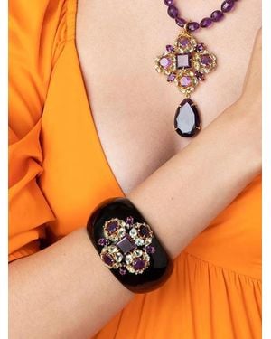 Bounkit Amethyst Quartz-Tone Cuff Bracelet - Orange