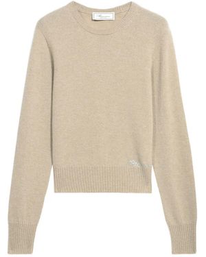 Blumarine Logo-Embroidered Jumper - Natural