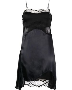 Victoria Beckham Lace-Detail Satin Slip Dress - Black