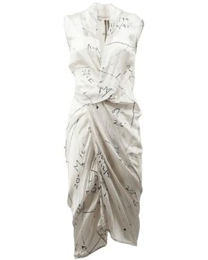 Rick Owens Graphic-Print Twisted Dress - White