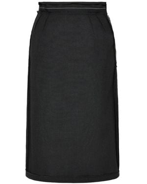 Maison Margiela Four Stitch Geplooide Midi-Rok - Zwart