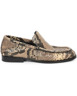 Dries Van Noten Snakeskin-Effect Leather Loafers - Brown
