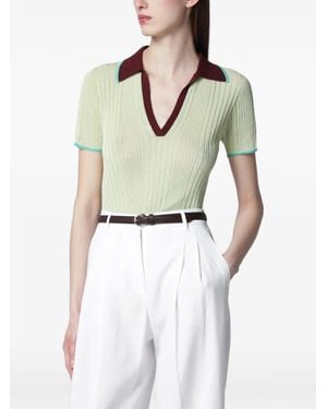 Roberto Collina V-Neck Short-Sleeved Polo Shirt - Natural
