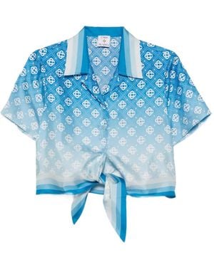 CASABLANCA Diamond Monogram Tie Shirt - Blue