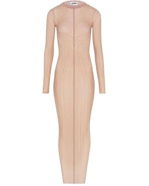 Jean Paul Gaultier Spiral-print Mesh Maxi Dress - ナチュラル