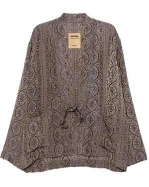 Uma Wang Drawstring Patterned Jacket - Brown