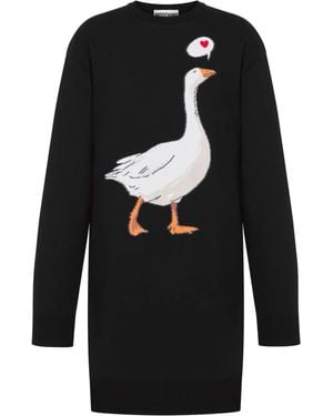Moschino Goose-Motif Mini Dress - Black