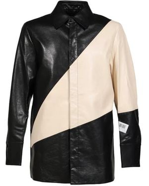 Entire studios Panelled Leather Shirt - Black