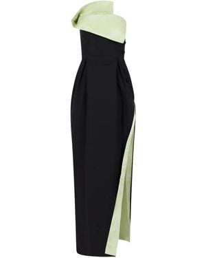 Rosie Assoulin Peep-Lapel Slit Gown - Black
