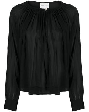 forte_forte Gathered Voile Blouse - Black