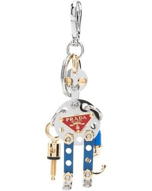 Prada Llavero con charm de robot - Blanco