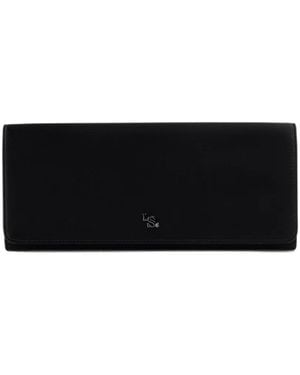 Le Silla Satin Logo-Plaque Clutch Bag - Black