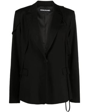 ANDREADAMO Layered-Detail Notched-Lapels Blazer - Black