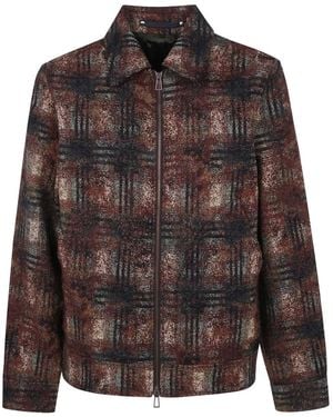 Paul Smith Checked Zip-Up Jacket - Brown