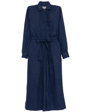 N.Peal Cashmere Tie Belt Shirt Dress - Blue