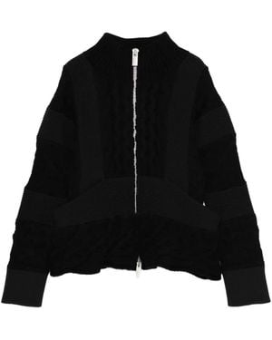 Sacai Cardigan mit Zopfmuster - Schwarz