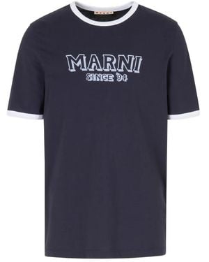 Marni Crew-Neck Printed T-Shirt - Blue