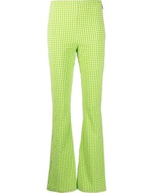 MSGM Check-Pattern Flared Trousers - Green