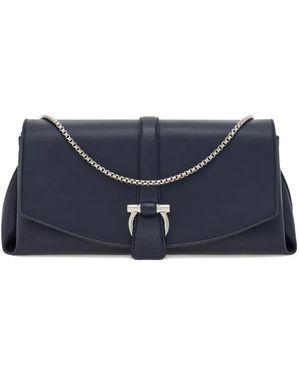 Ferragamo Small Front-Flap Leather Crossbody Bag - Blue
