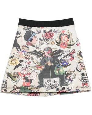 The Artistylist Tattoo-Print Silk-Blend Skirt - White