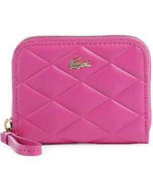 Lacoste Small Crocodelle Quilted Leather Coin Purse - Pink