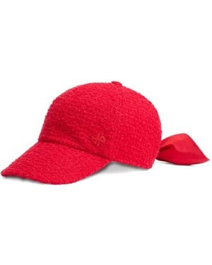 Patou Bow Tweed Baseball Cap - Red