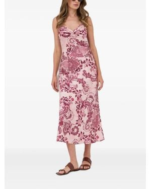 Guess Cowl-Neck Floral Dress - Red