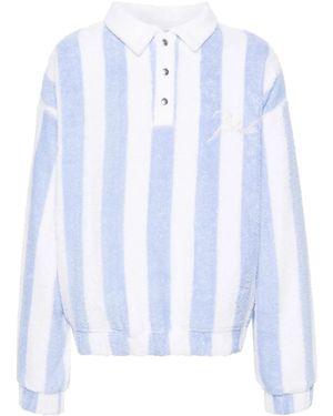 Rhude Striped Loop Terry Polo Shirt - Blue