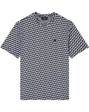 Emporio Armani Wave-Pattern Cotton T-Shirt - Blue