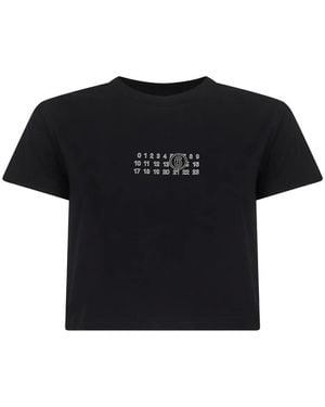 MM6 by Maison Martin Margiela ナンバーモチーフ クロップド Tシャツ - ブラック