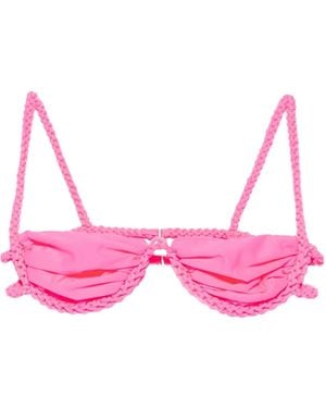 Isa Boulder Braided-Trim Bikini Top - Pink