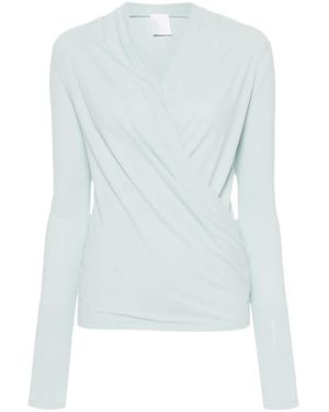 Givenchy V-Neck Draped Blouse - Blue