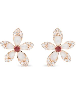 Roberto Coin Pendientes Tiaré En Oro De 18 Ct Con Rubí - Blanco
